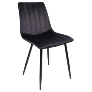 Krzesło Tapicerowane Welurowe Czarne